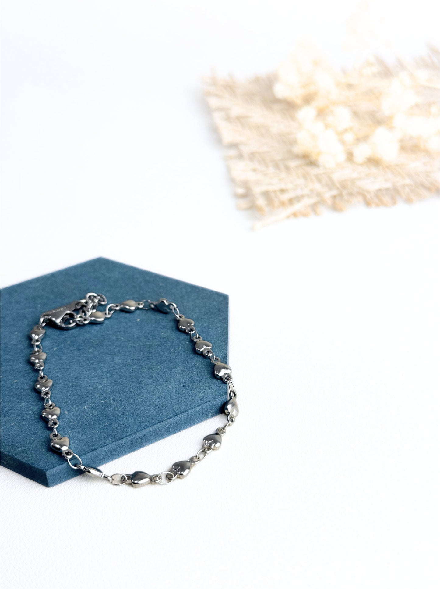 Hearts silver steel bracelet