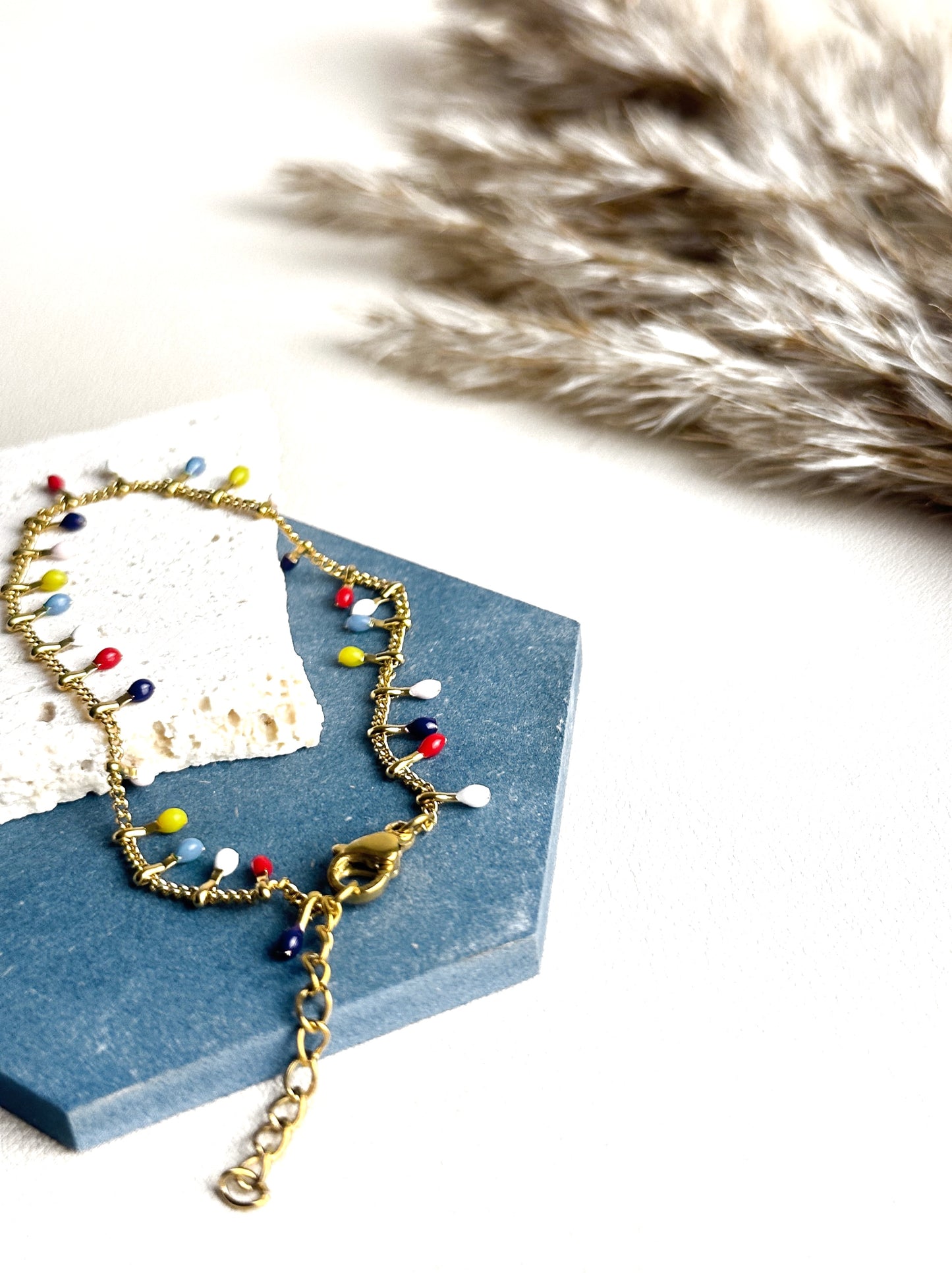 Colorful golden steel bracelet