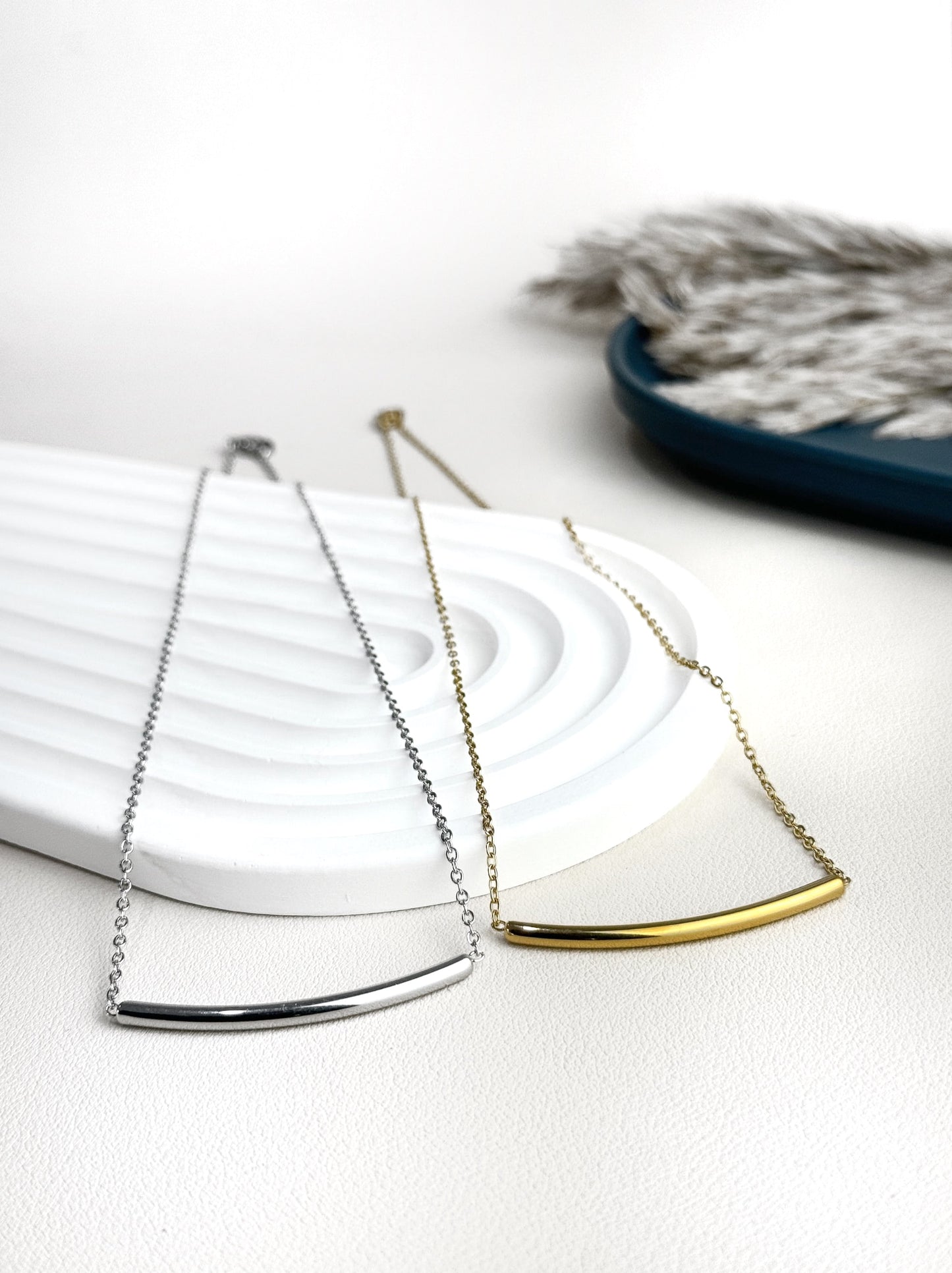 Golden steel necklace