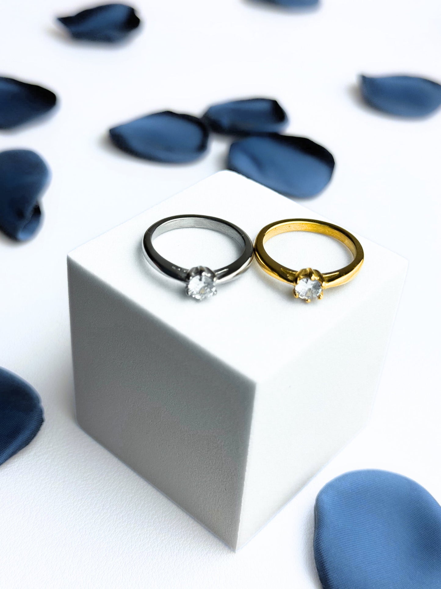 Zirconia Gold Steel Ring