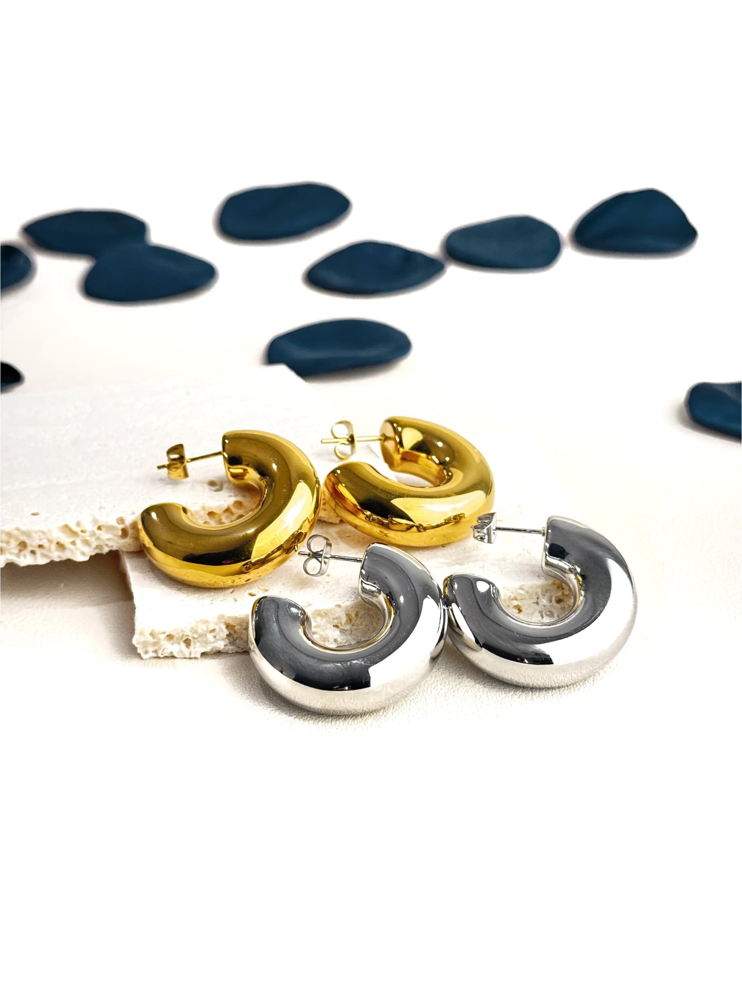 18K Gold - Argolas de aço douradas