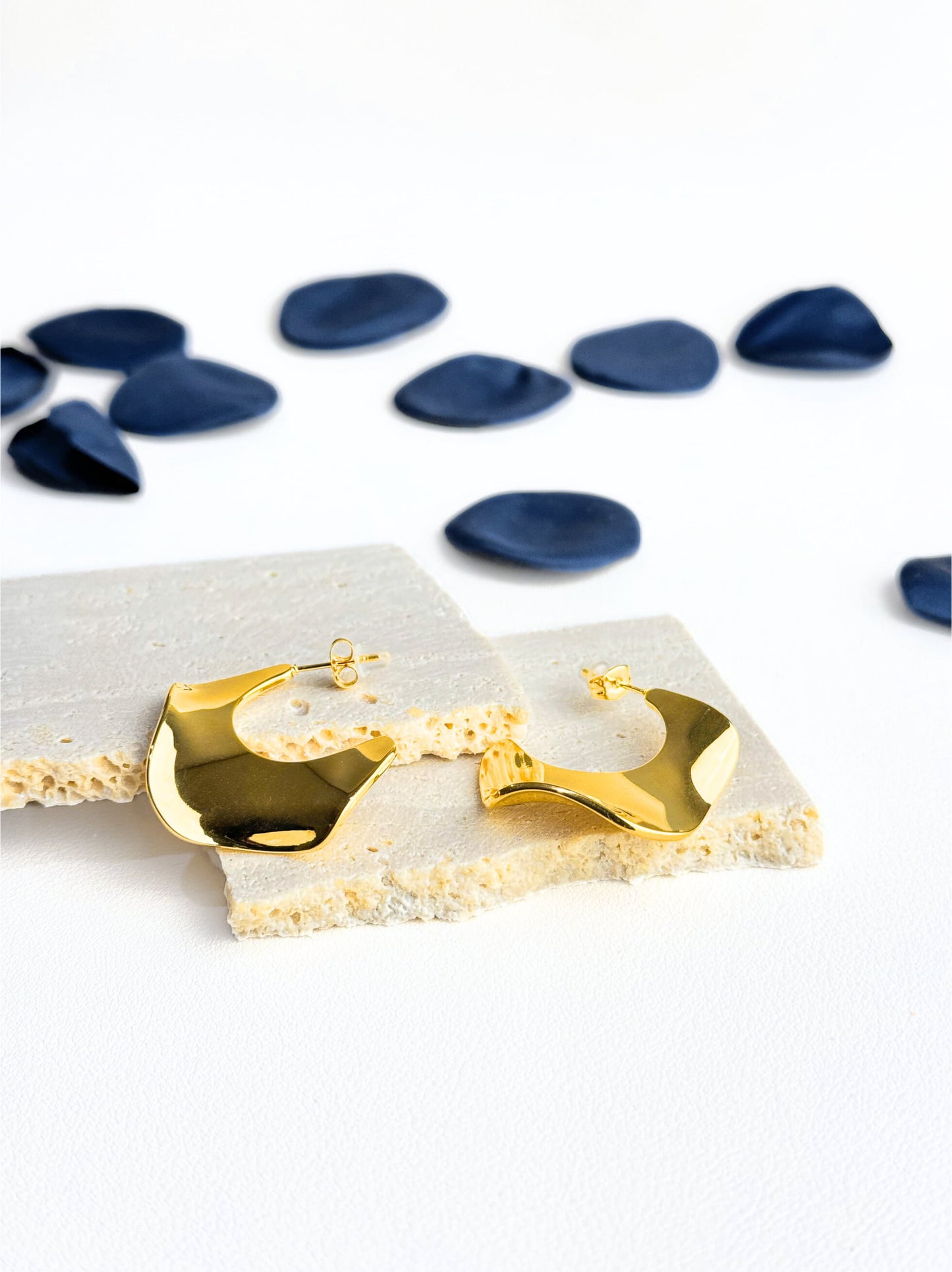 18K Gold - Brincos de aço dourados