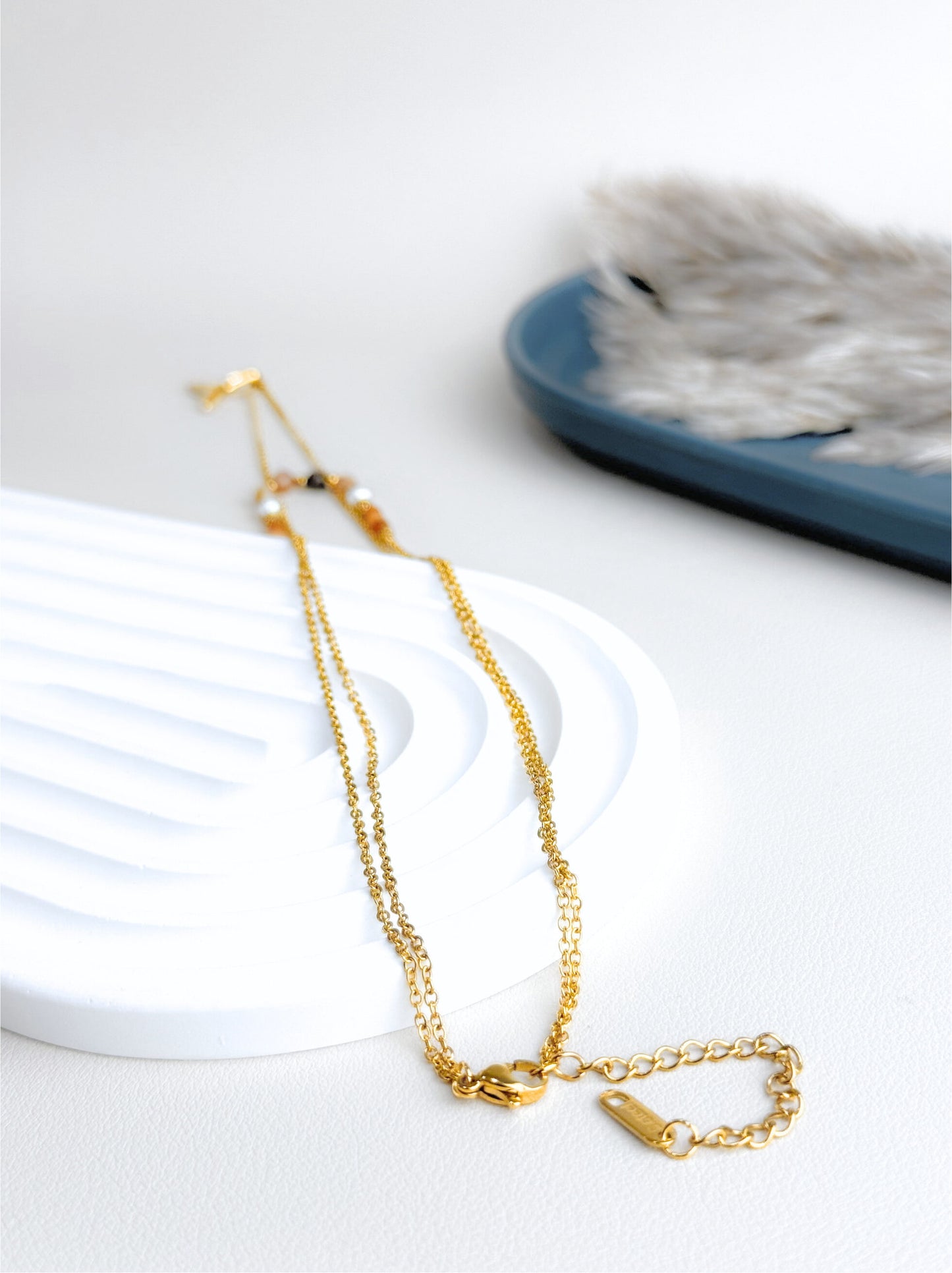 Mermaid gold steel necklace with beads