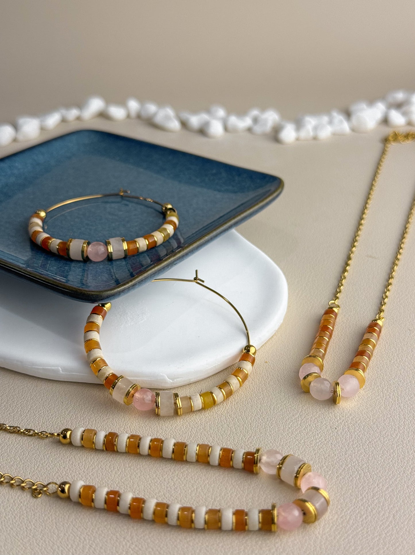 Golden steel bracelet with stones