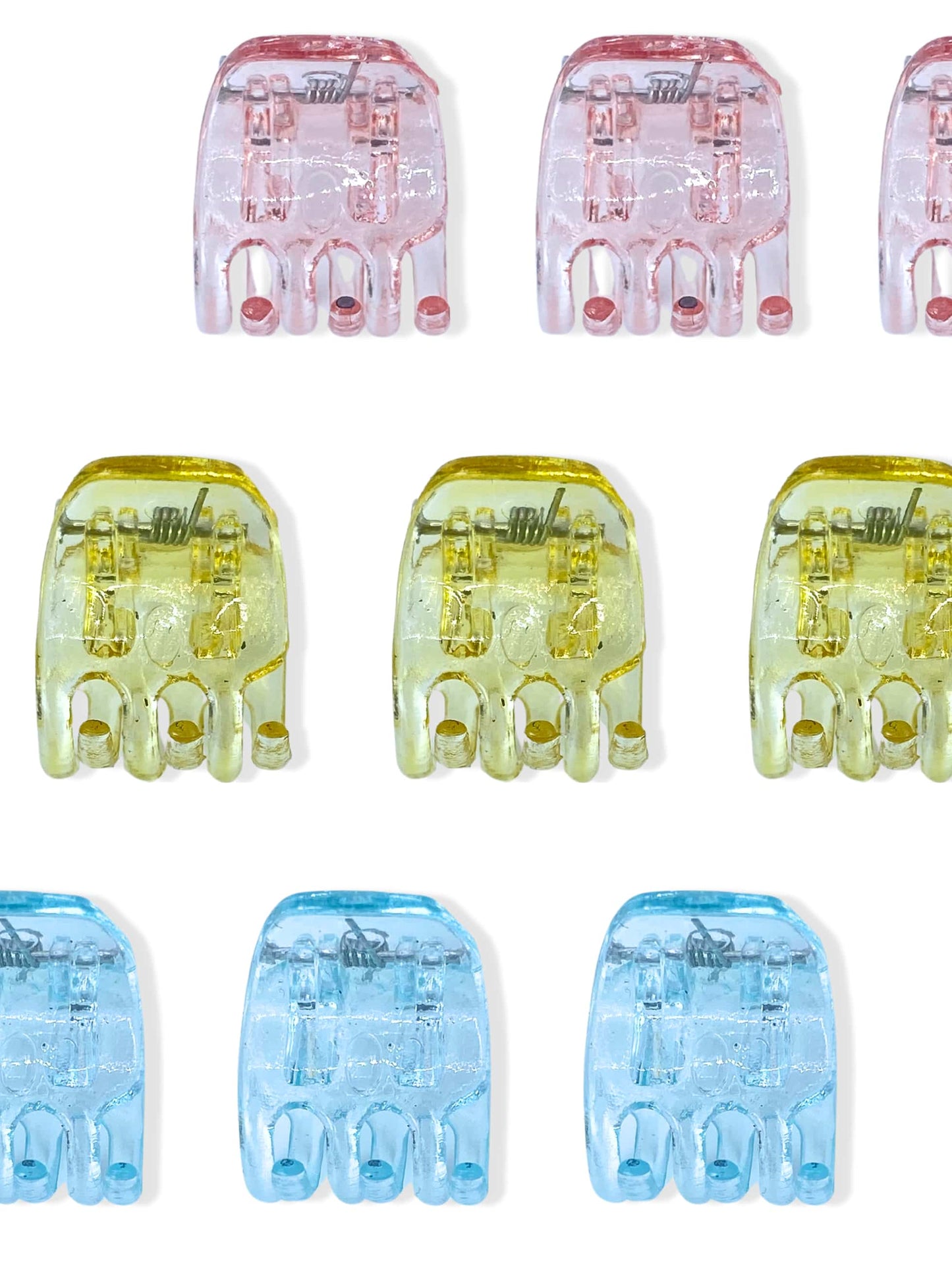 Set of small, colorful hair clips