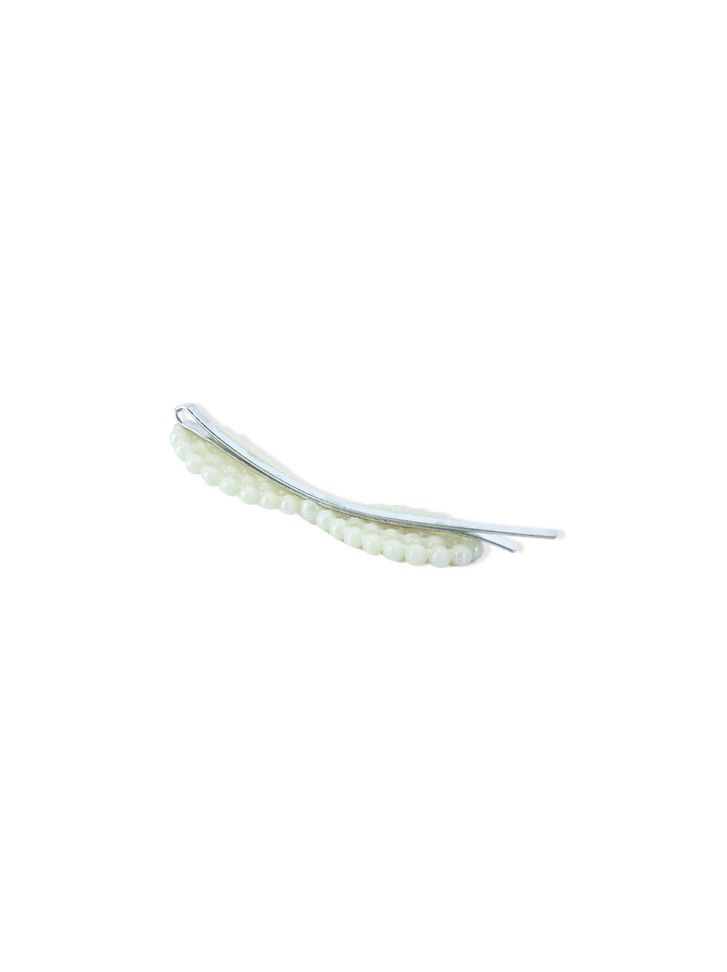 Barrette à cheveux argentée avec perles