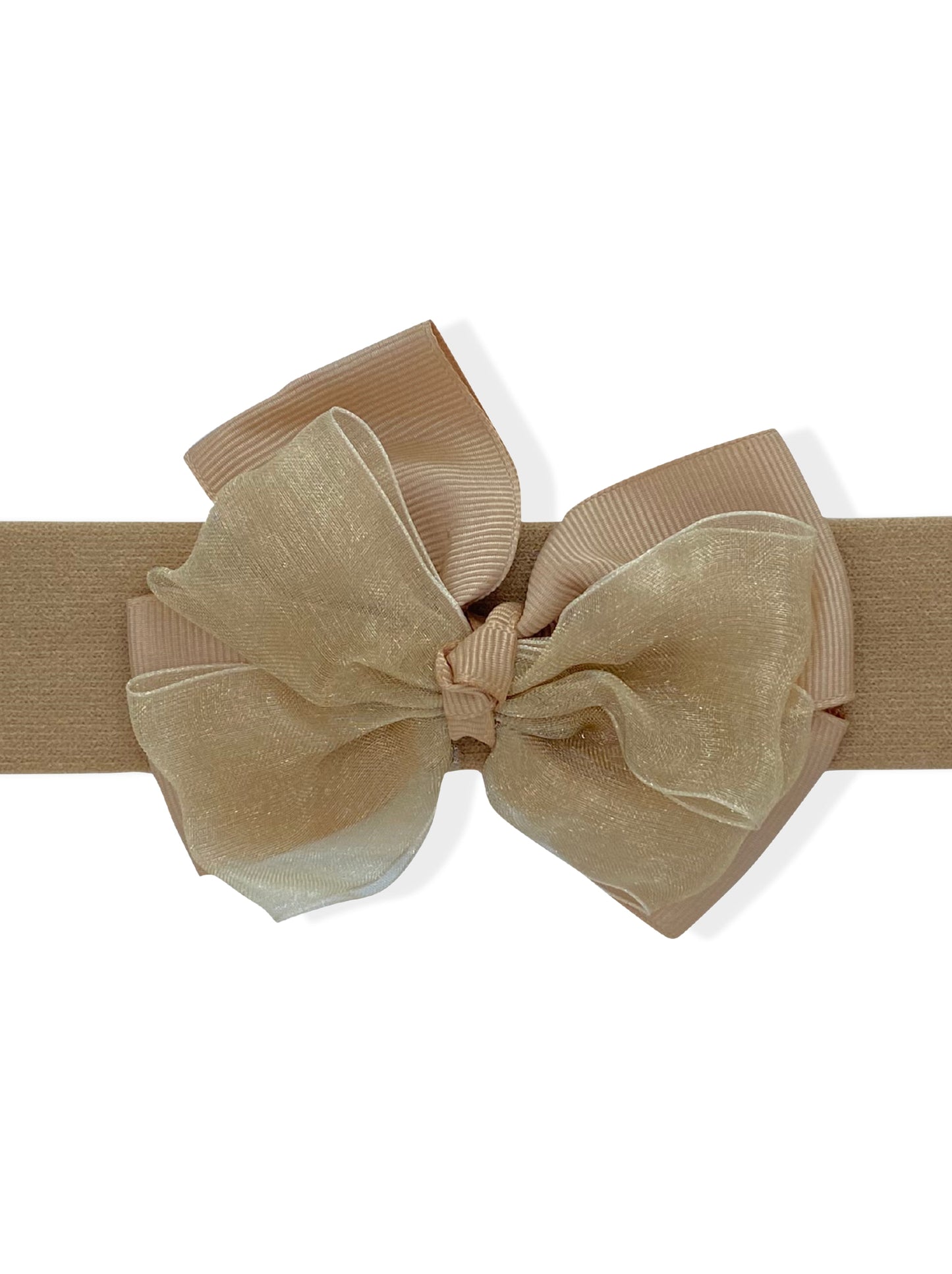 Beige hair ribbon with bow
