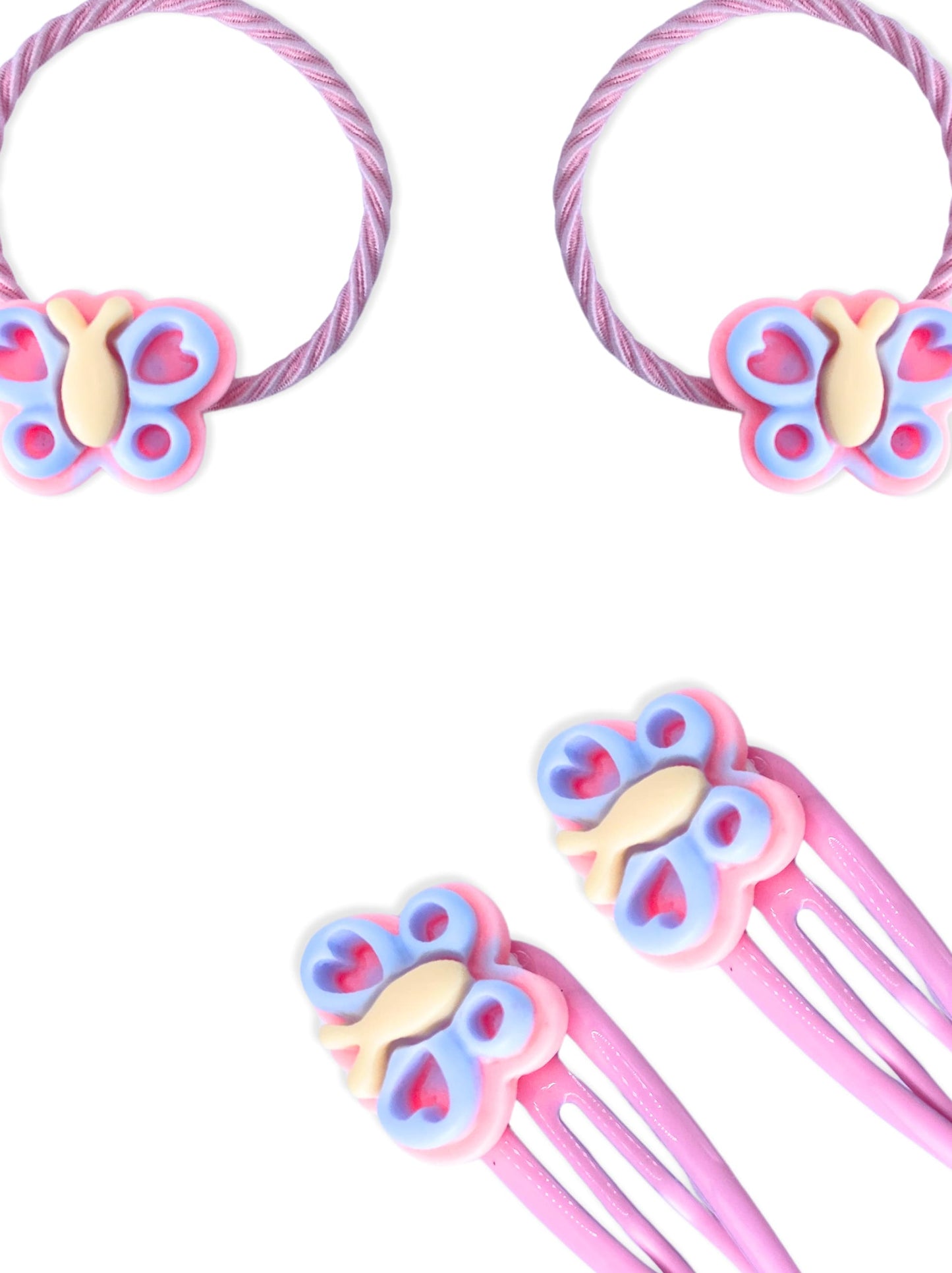 Ensemble d'élastiques et pinces à cheveux avec papillon