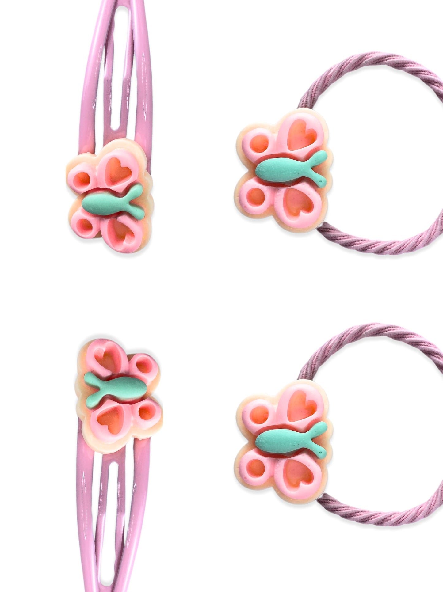 Ensemble d'élastiques et pinces à cheveux avec papillon