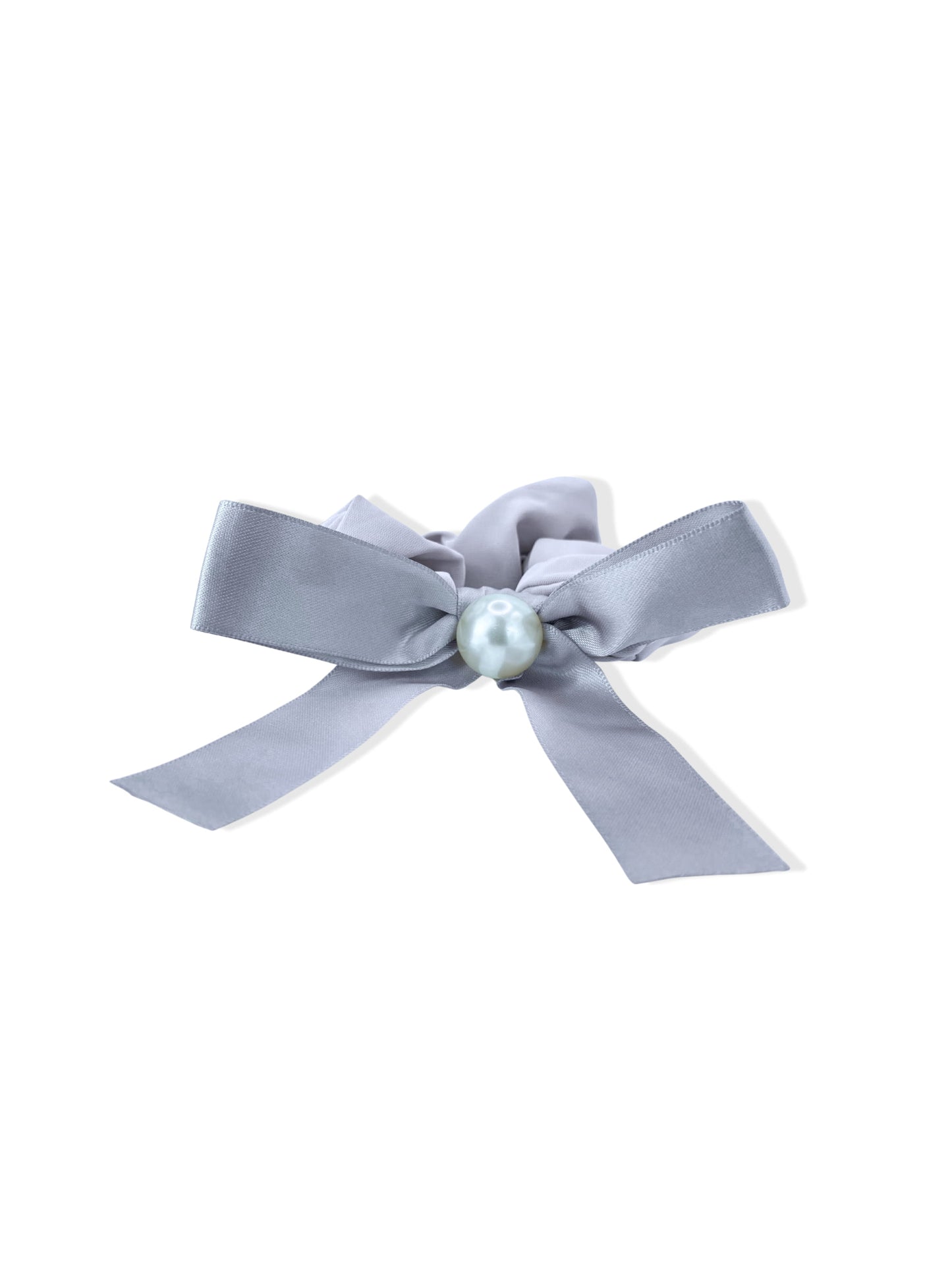 Gray hair elastic with bow and pearl