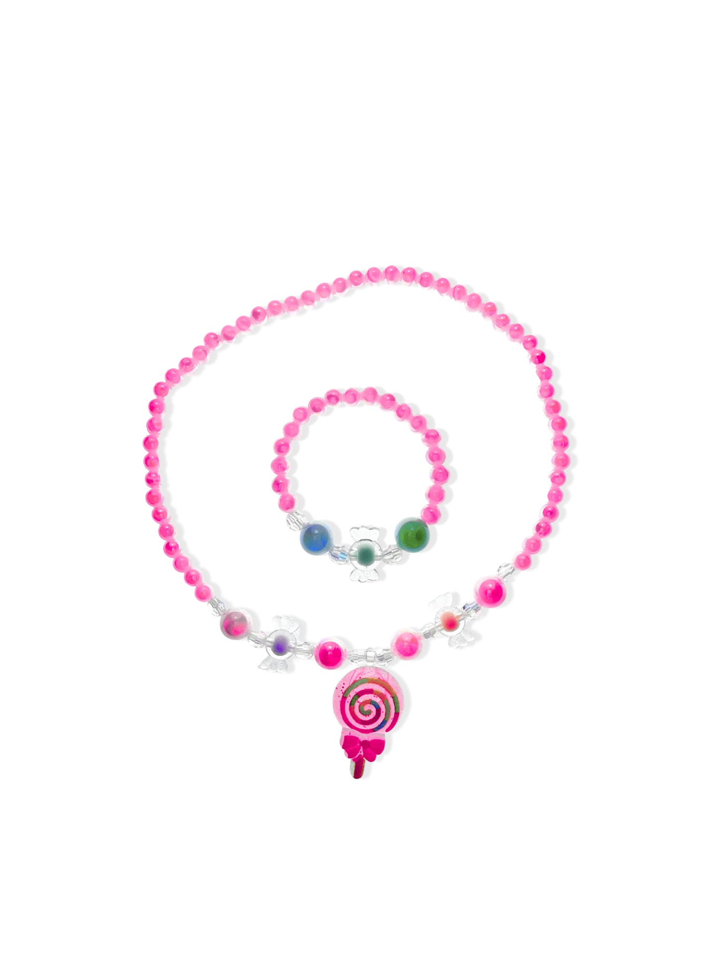 Colorful bead necklace and bracelet set