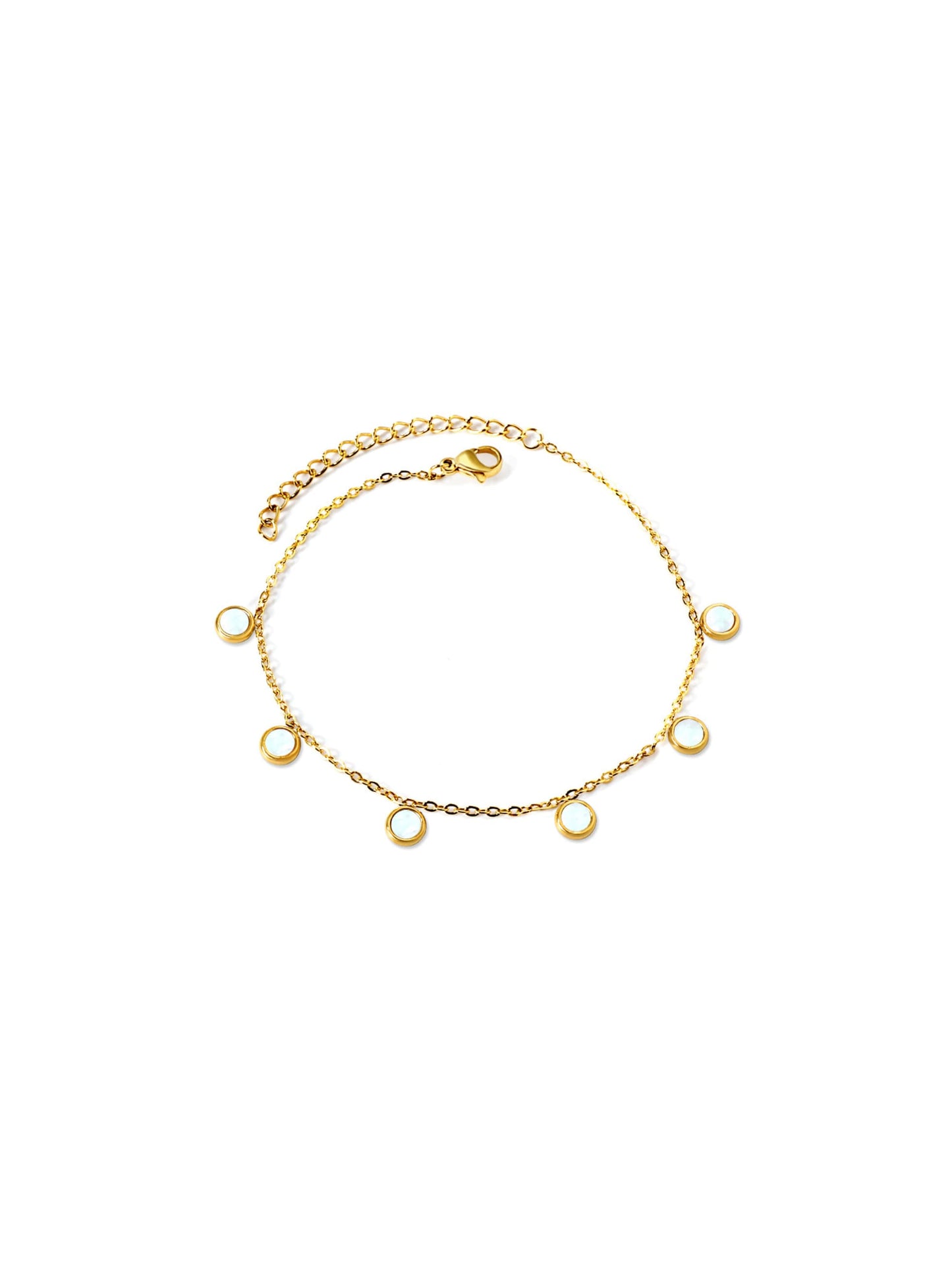 Pearl gold steel foot bracelet