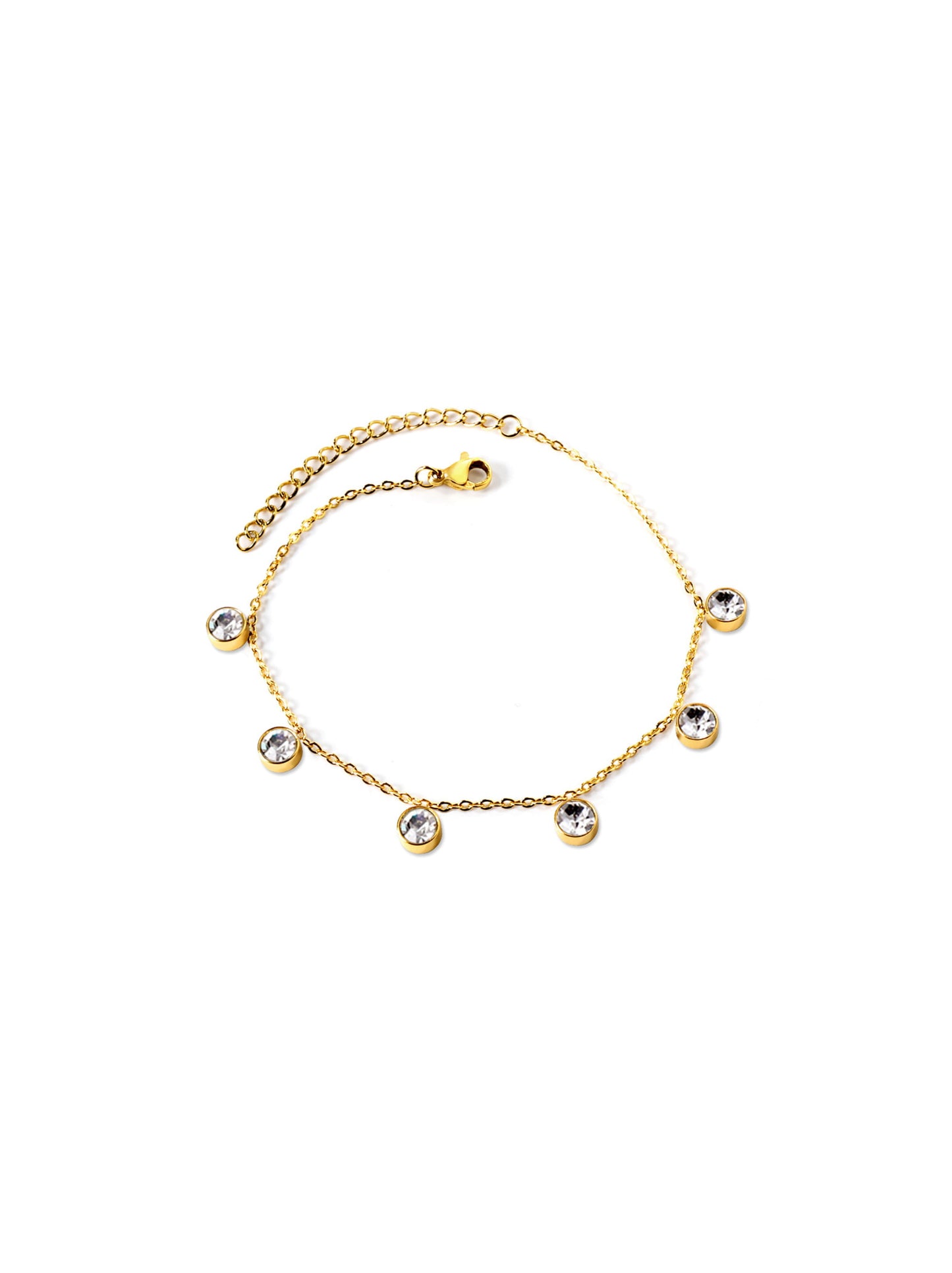 Zirconia Gold Steel Foot Bracelet