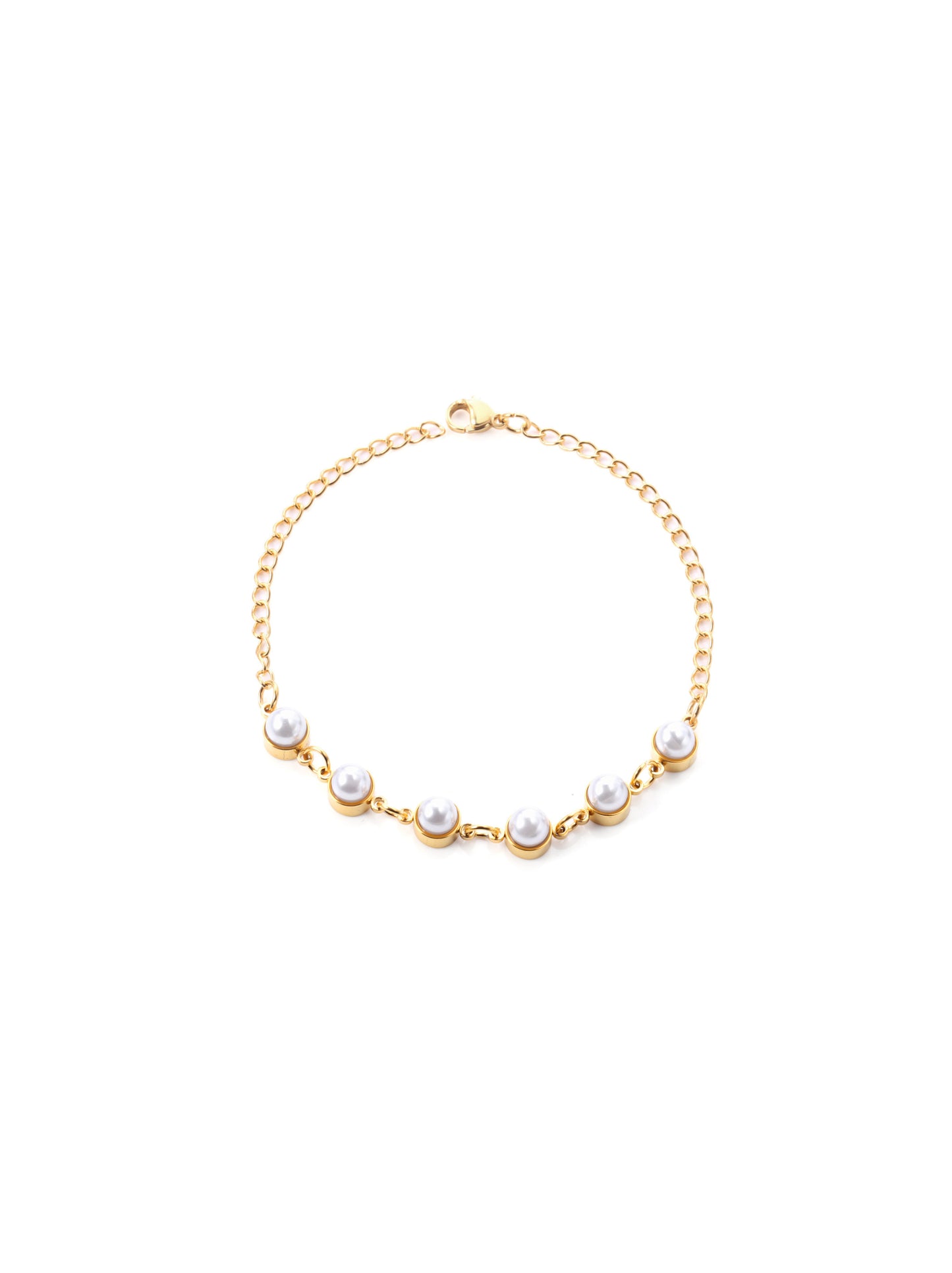 Pearl gold steel bracelet