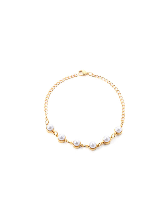 Pearl gold steel bracelet