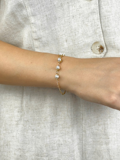 Pearl gold steel bracelet