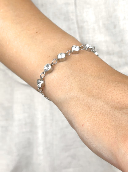 Zirconia silver steel bracelet