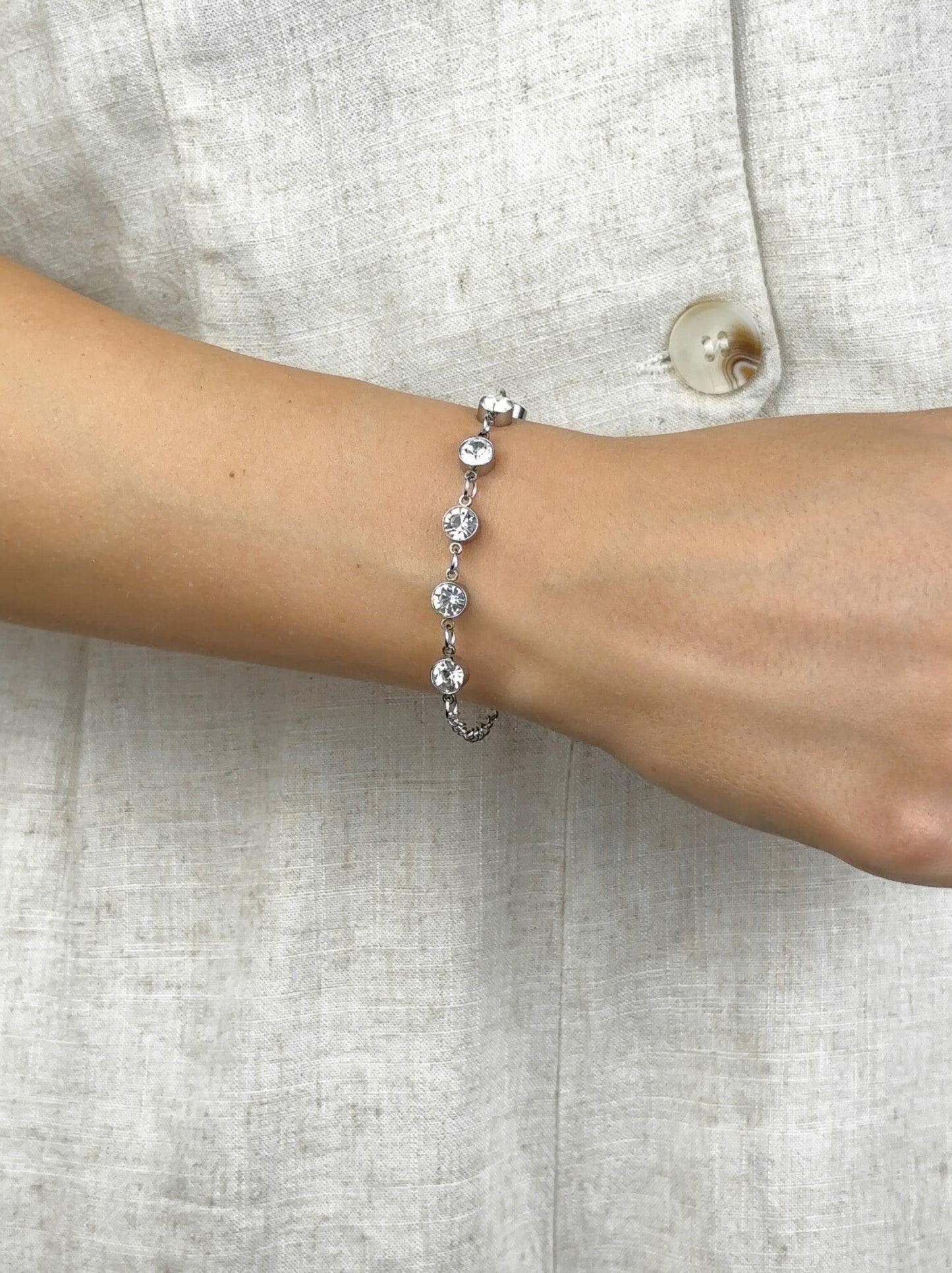 Zirconia silver steel bracelet