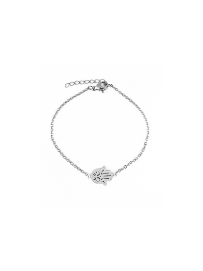 Hand of Fatima silver steel bracelet