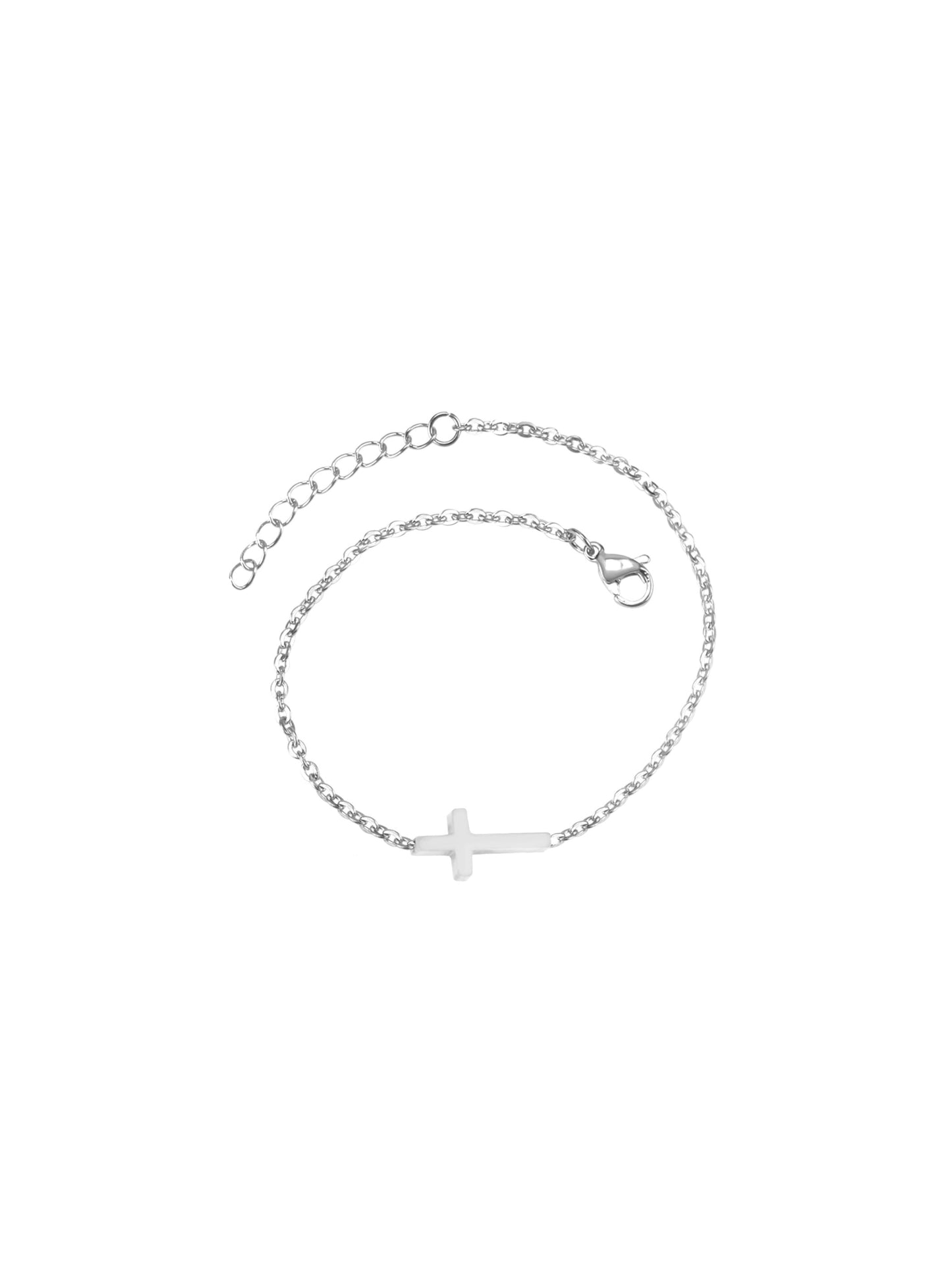 Cross silver steel bracelet