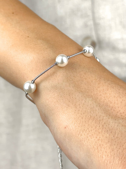 Pearl silver steel bracelet