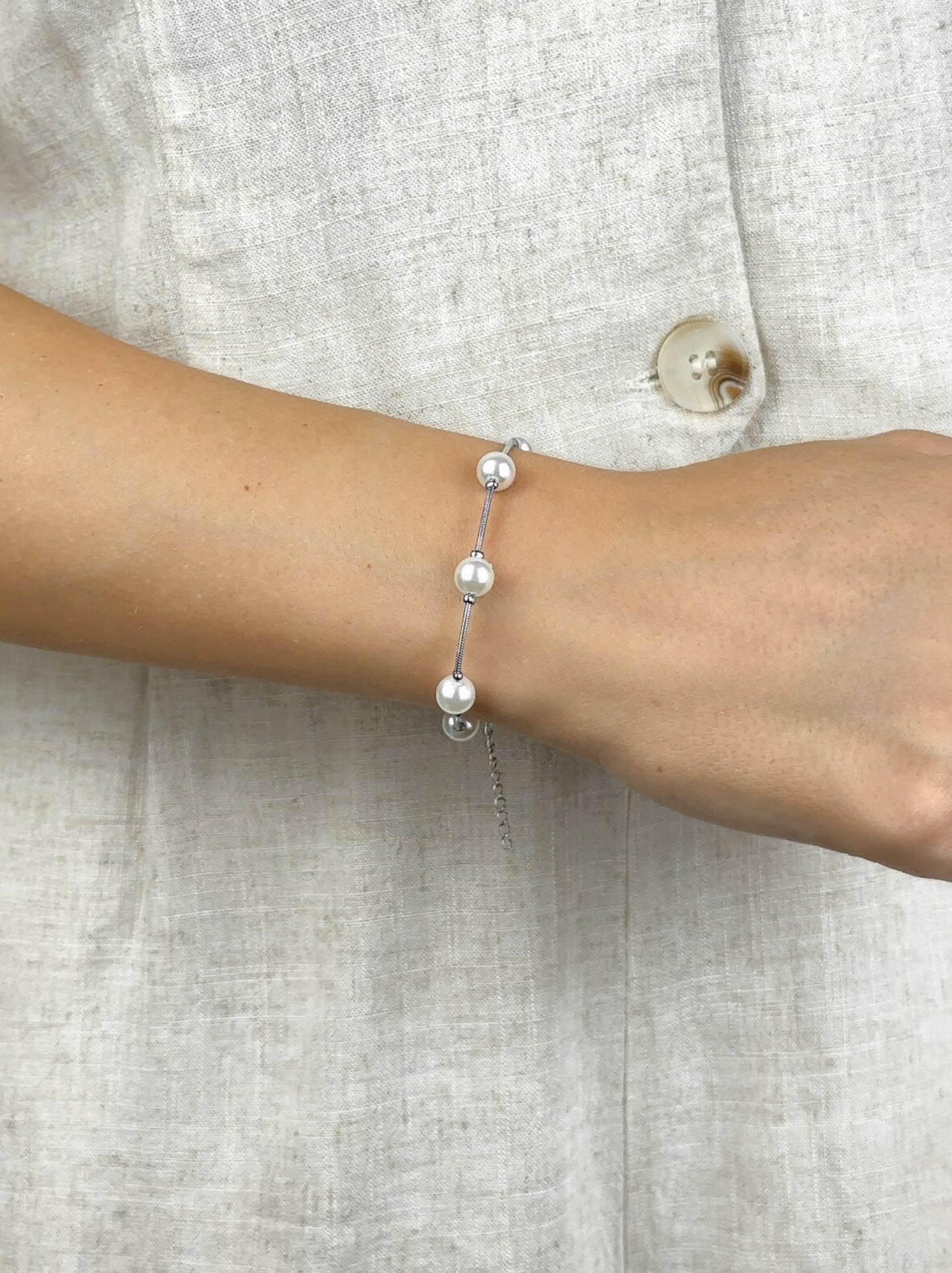 Pearl silver steel bracelet