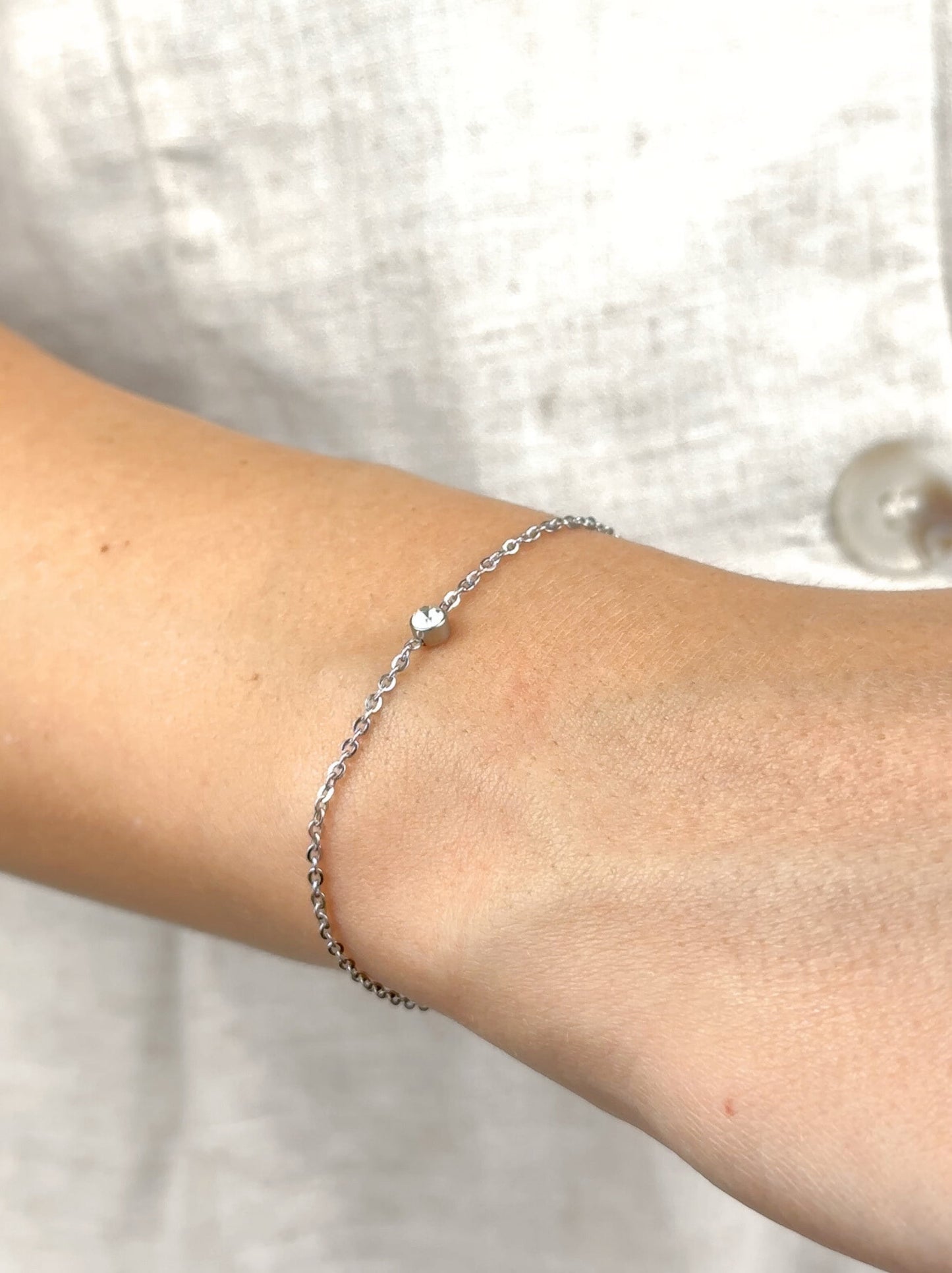 Crystal silver steel bracelet