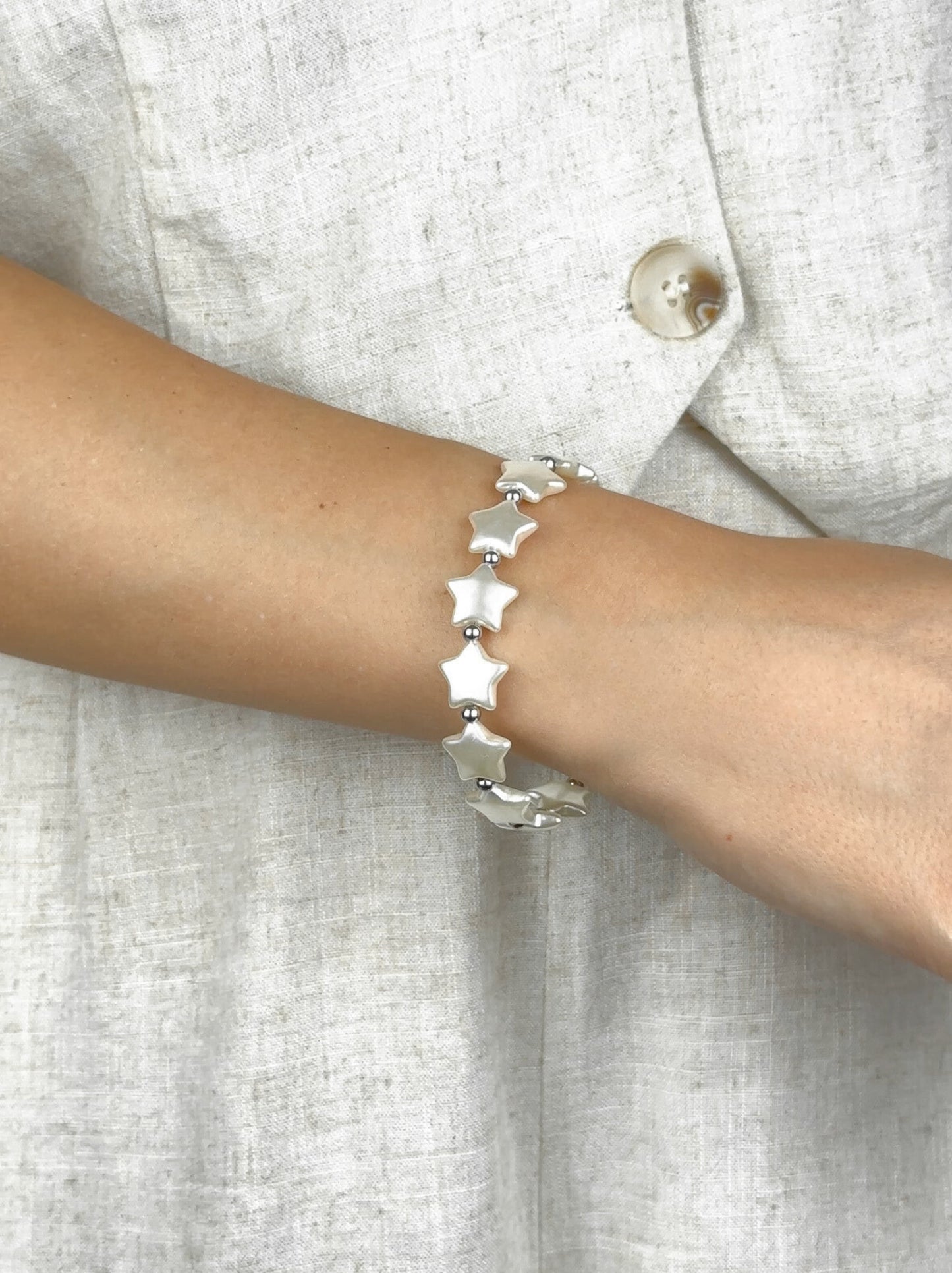 Star silver steel bracelet