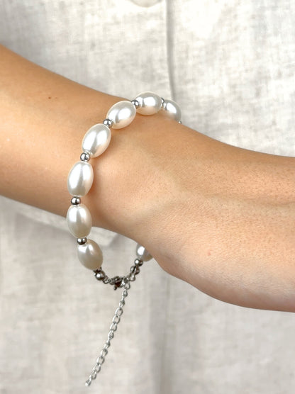 Pearl silver steel bracelet