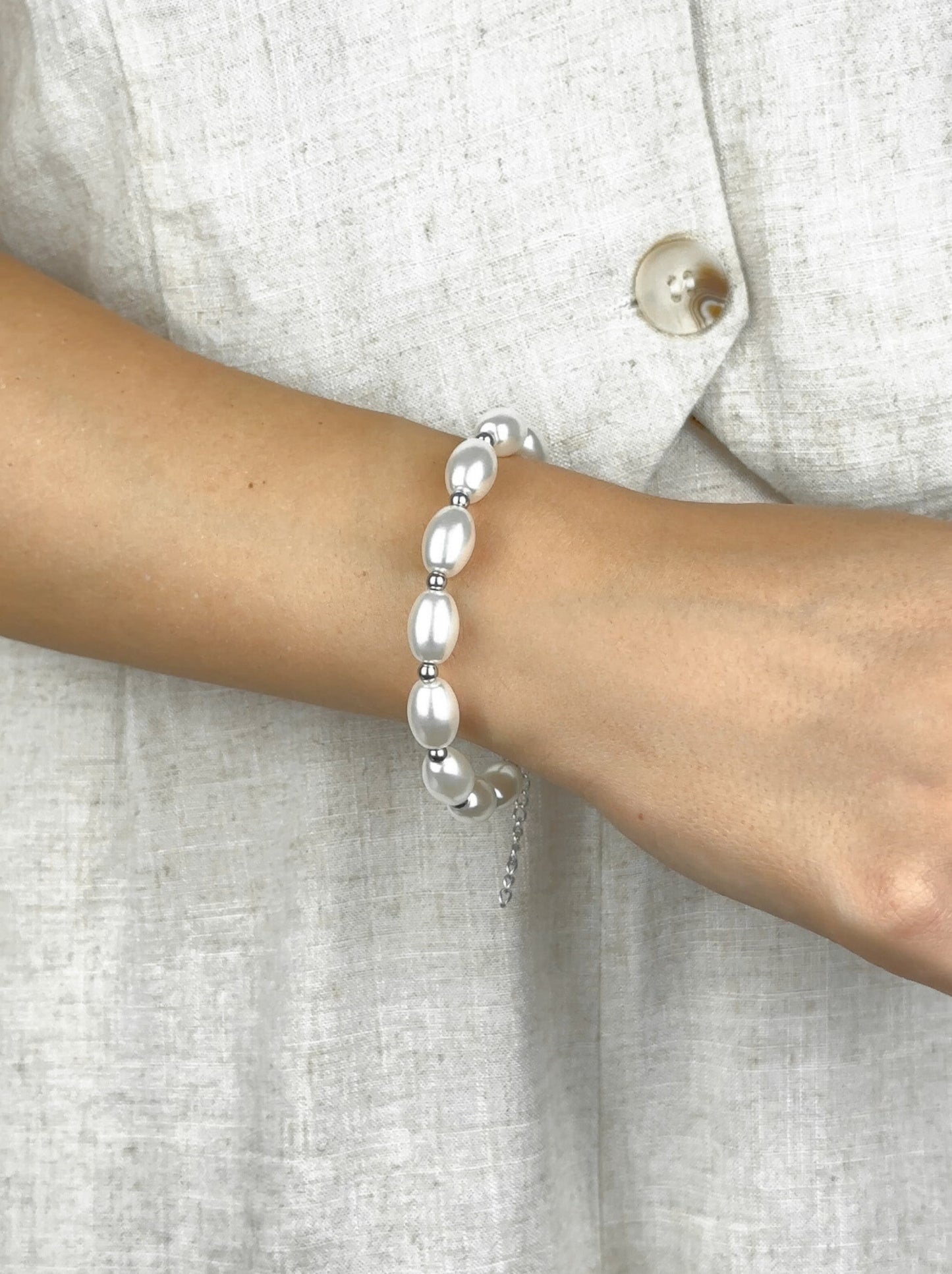 Pearl silver steel bracelet