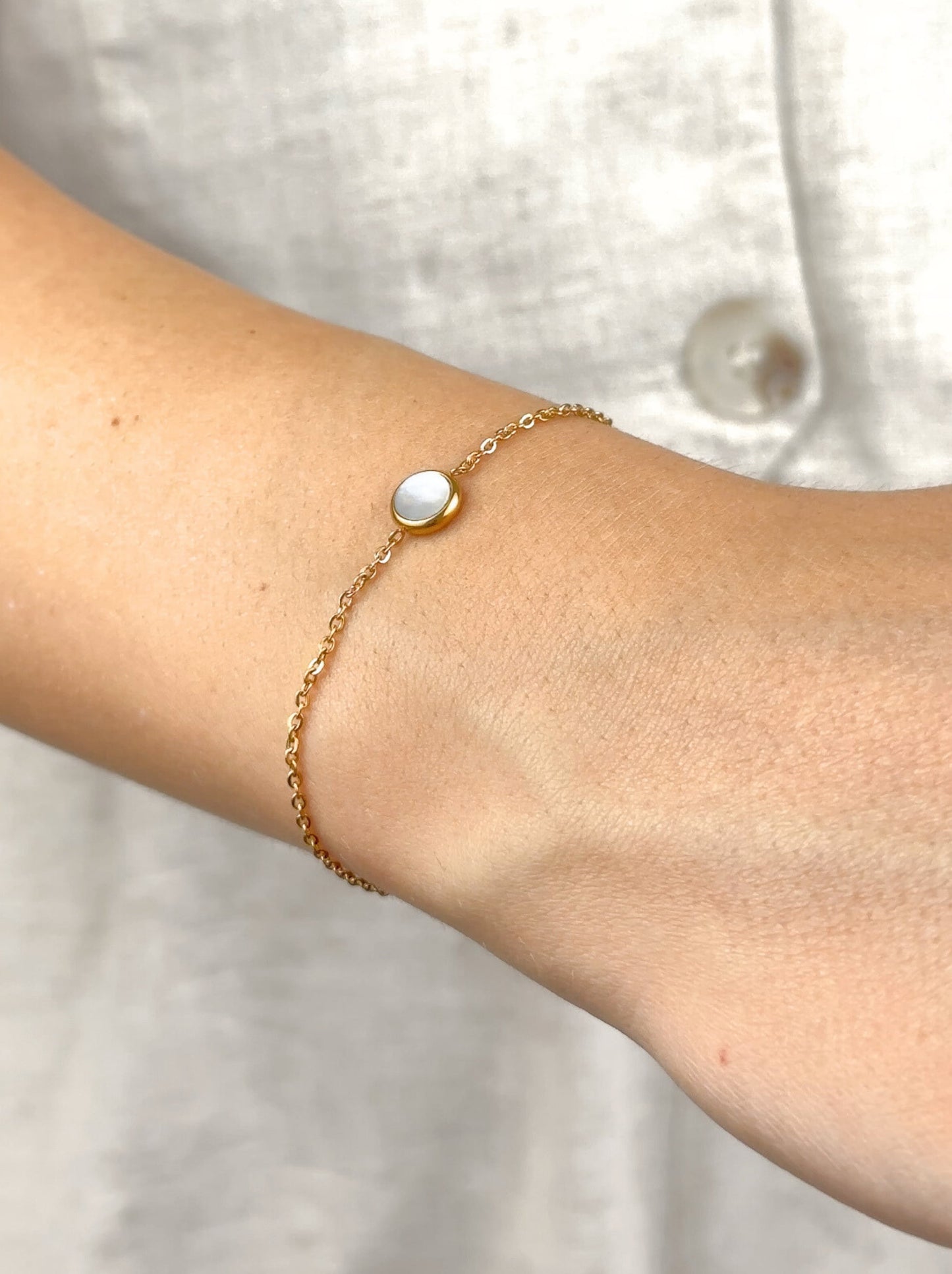 Pearl gold steel bracelet