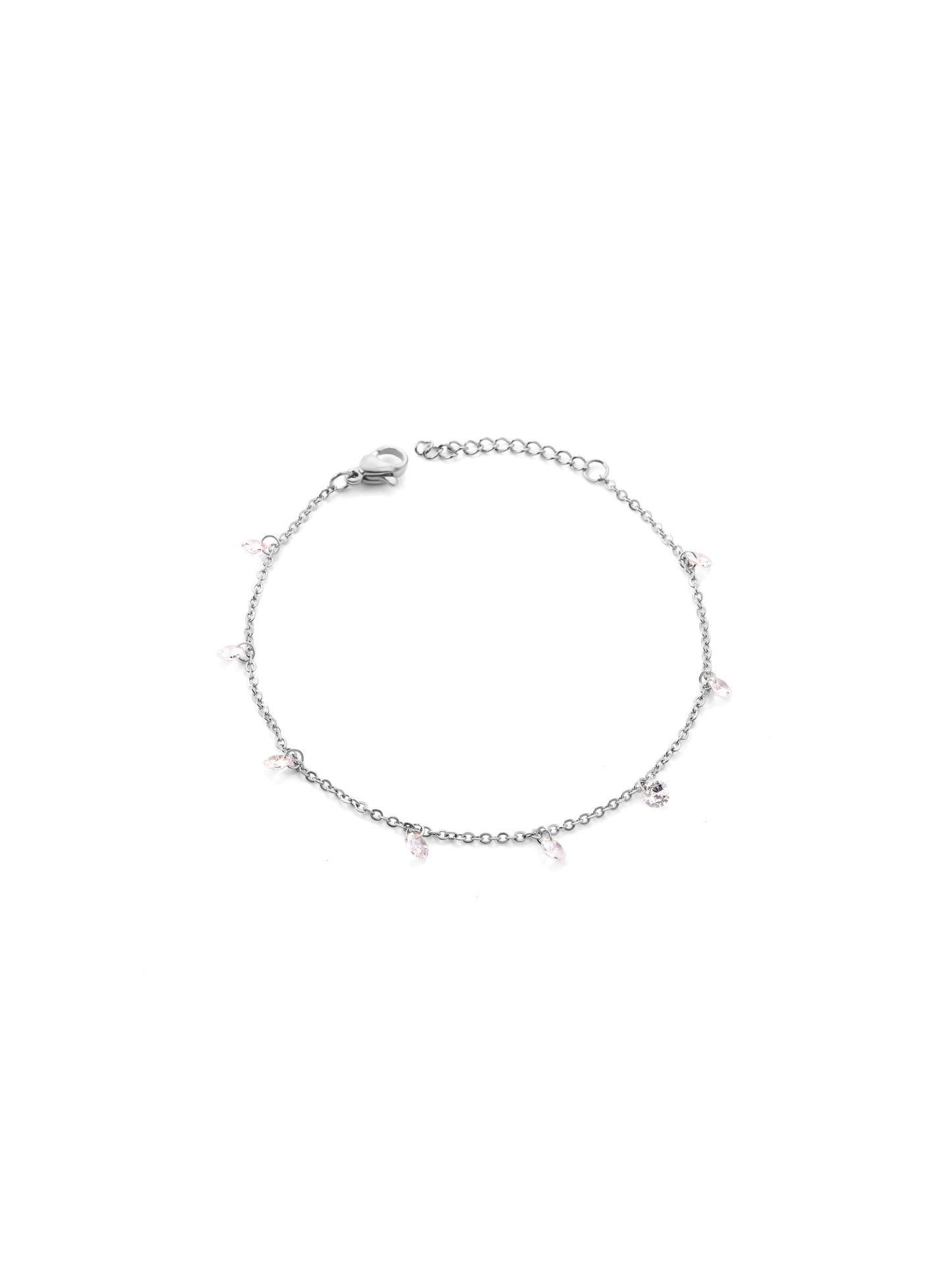 Crystal silver steel bracelet