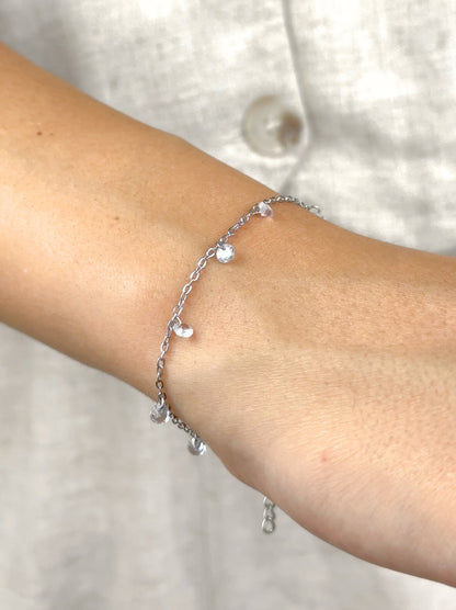 Crystal silver steel bracelet