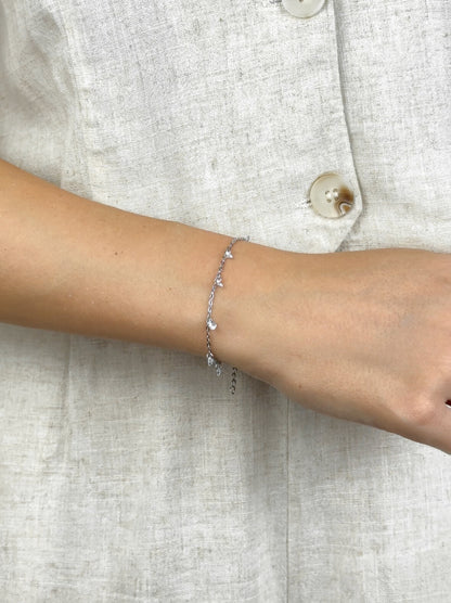 Crystal silver steel bracelet