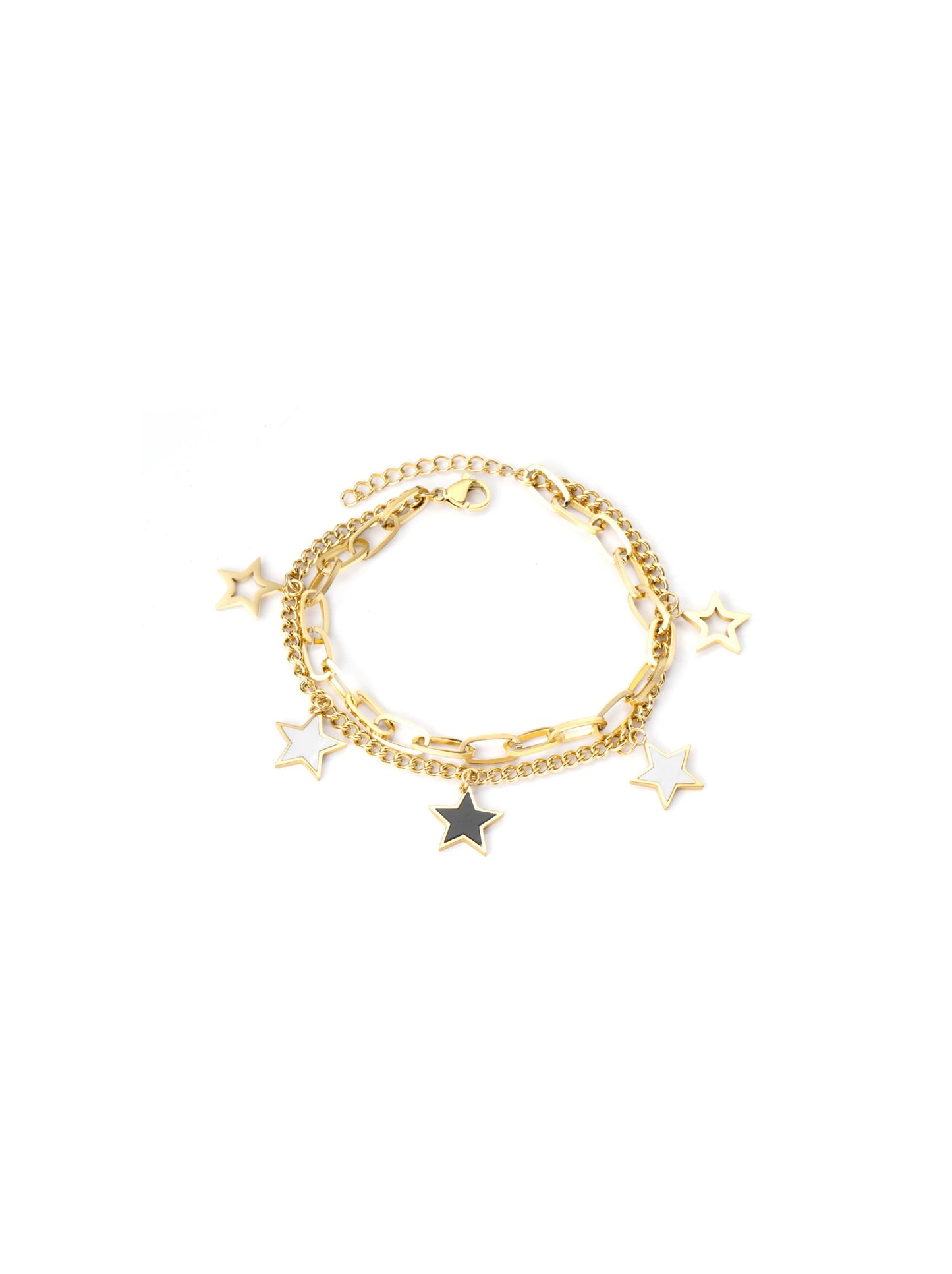 Pulseira de aço dourada estrela