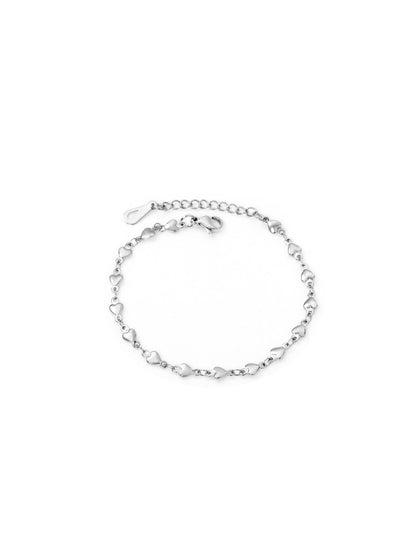 Bracelet acier argenté coeurs