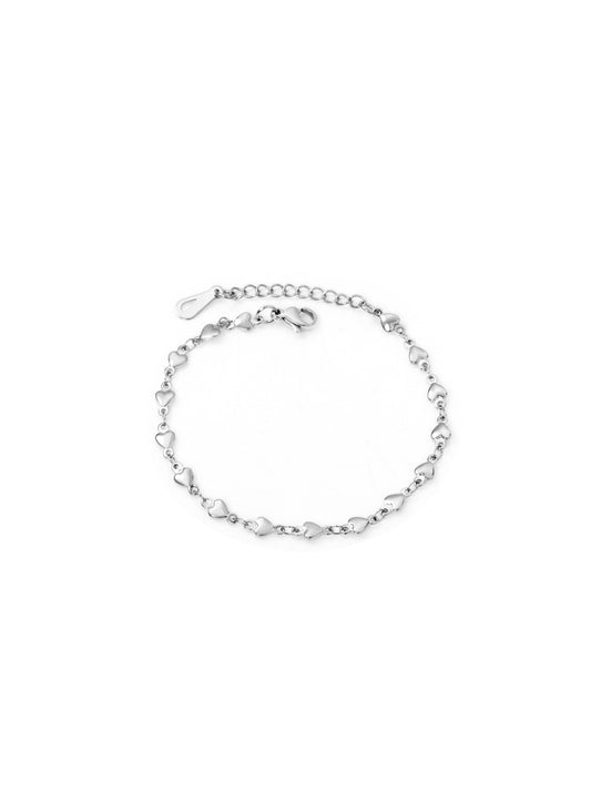 Bracelet acier argenté coeurs