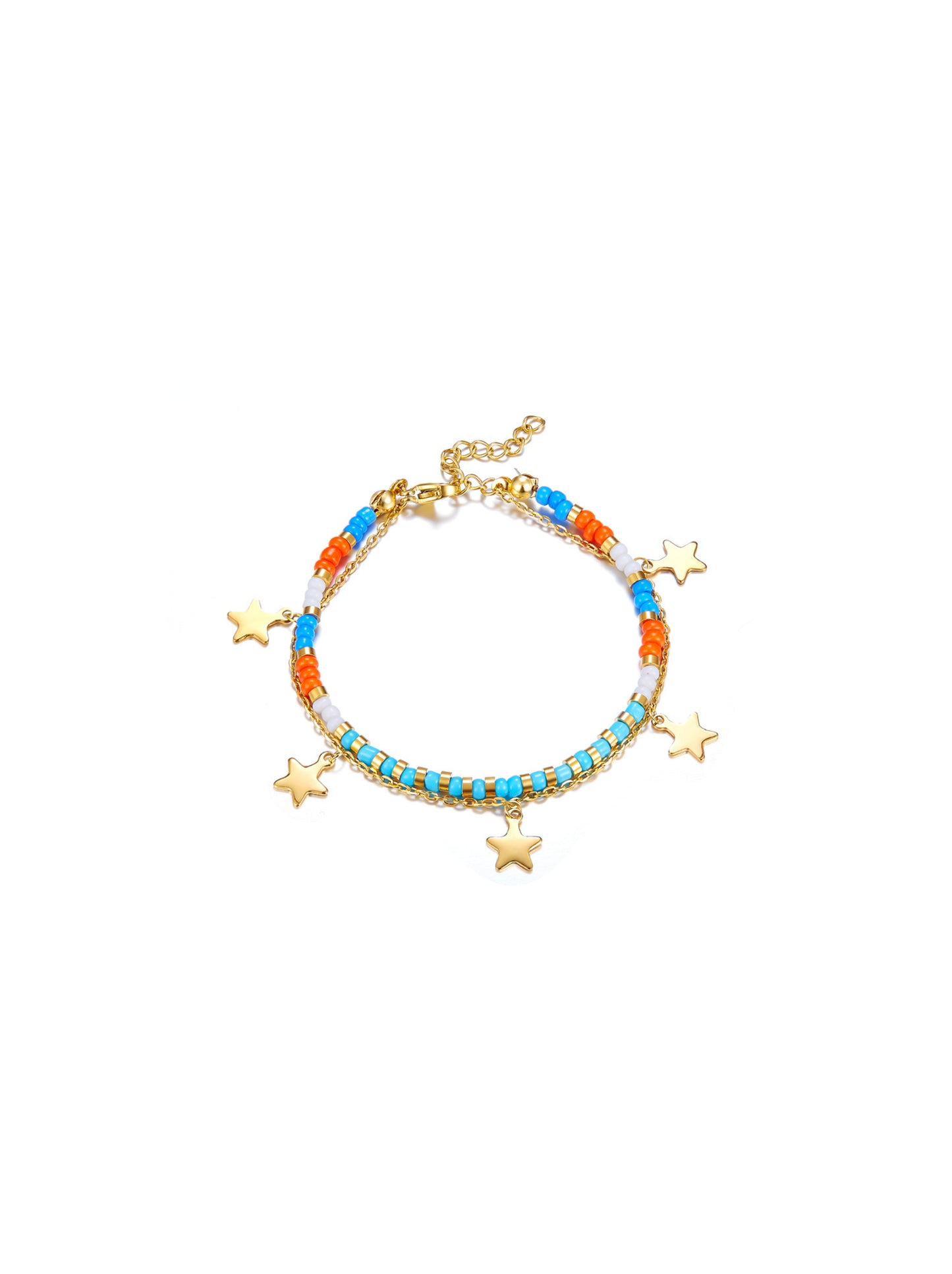 Bracelet coloré en acier doré avec étoile