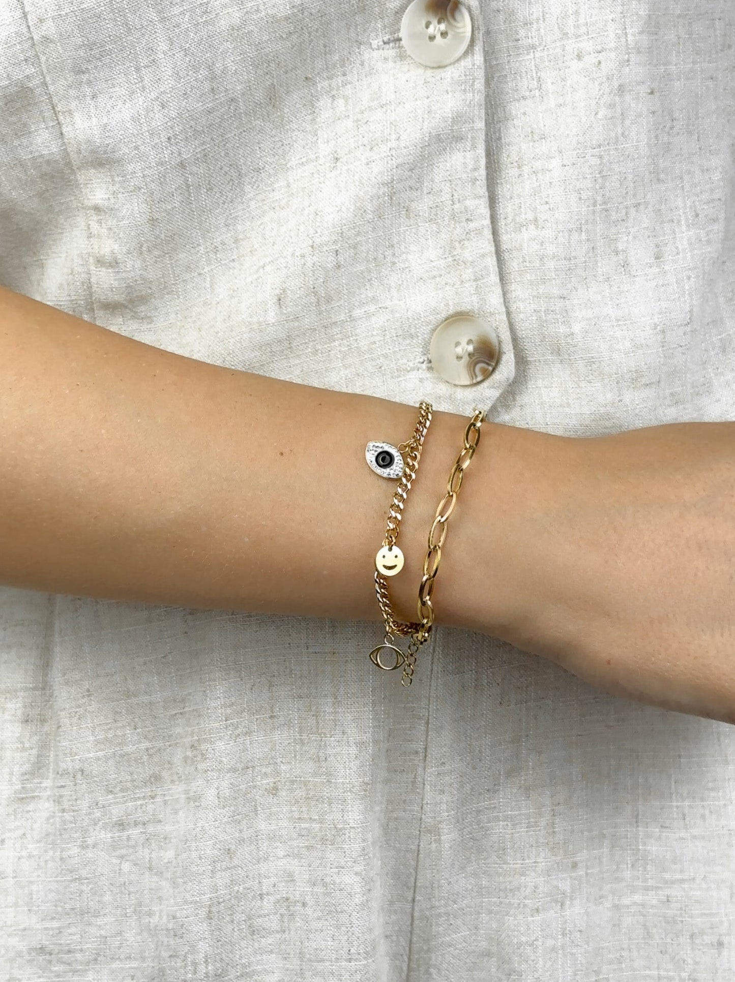 Eye gold steel bracelet