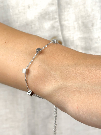 Silver steel bracelet