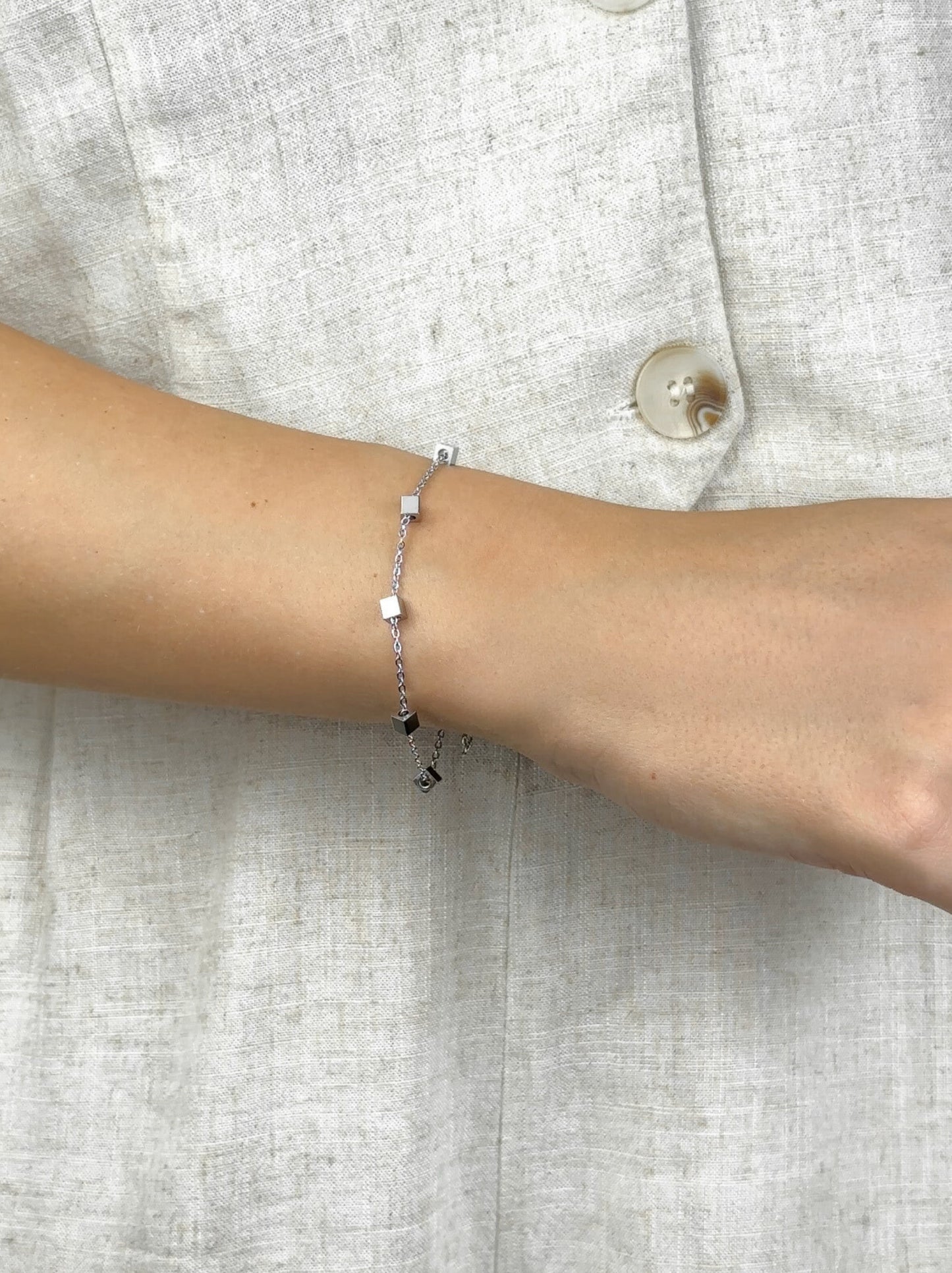 Silver steel bracelet