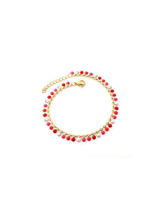 Bracelet acier doré rouge