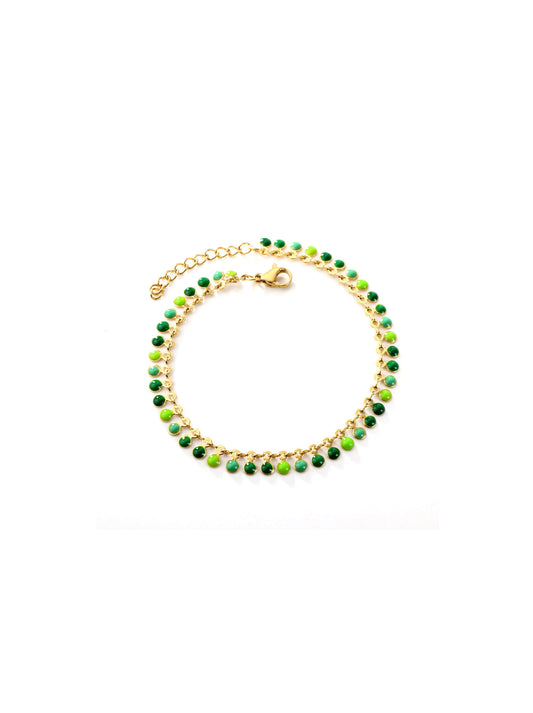 Bracelet acier doré vert