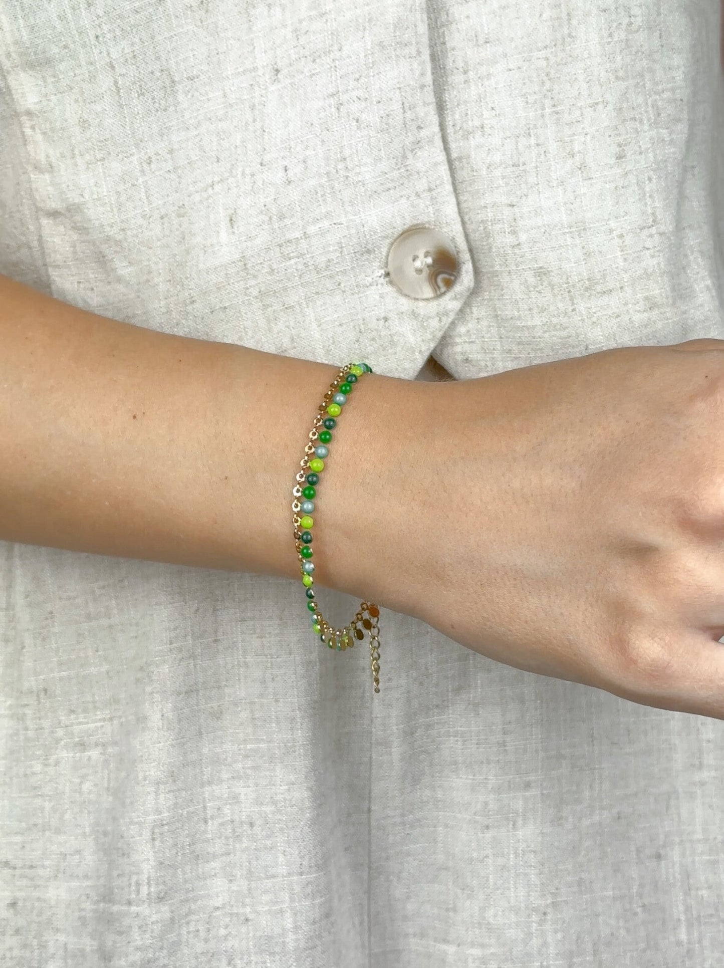 Bracelet acier doré vert