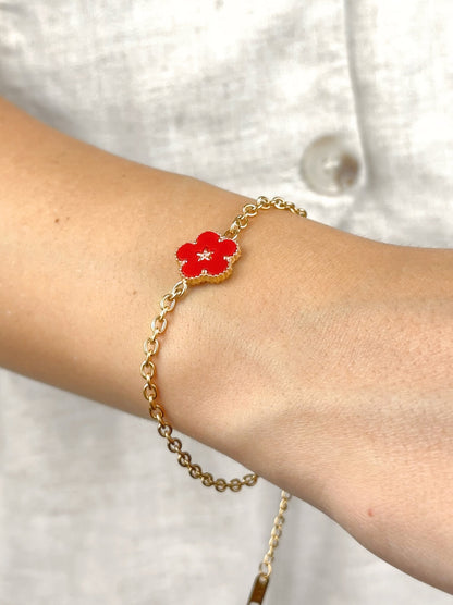 Red Flower Golden Steel Bracelet