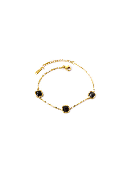 Black stone gold steel bracelet