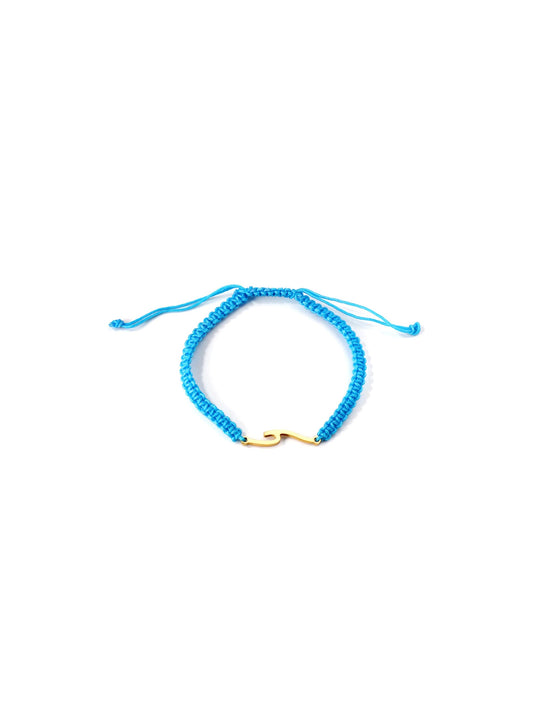 Pulseira de aço ajustável azul e dourada