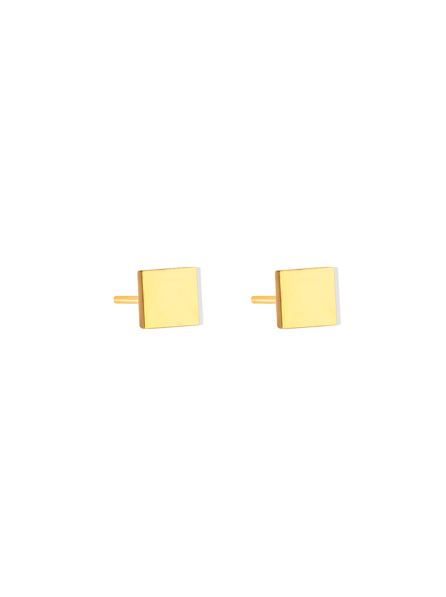 Square golden steel earrings