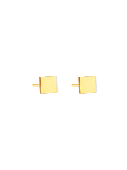 Square golden steel earrings