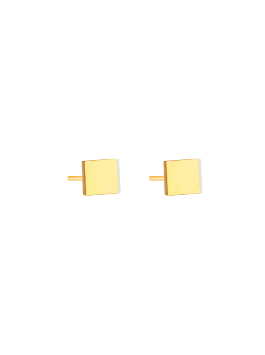 Square golden steel earrings